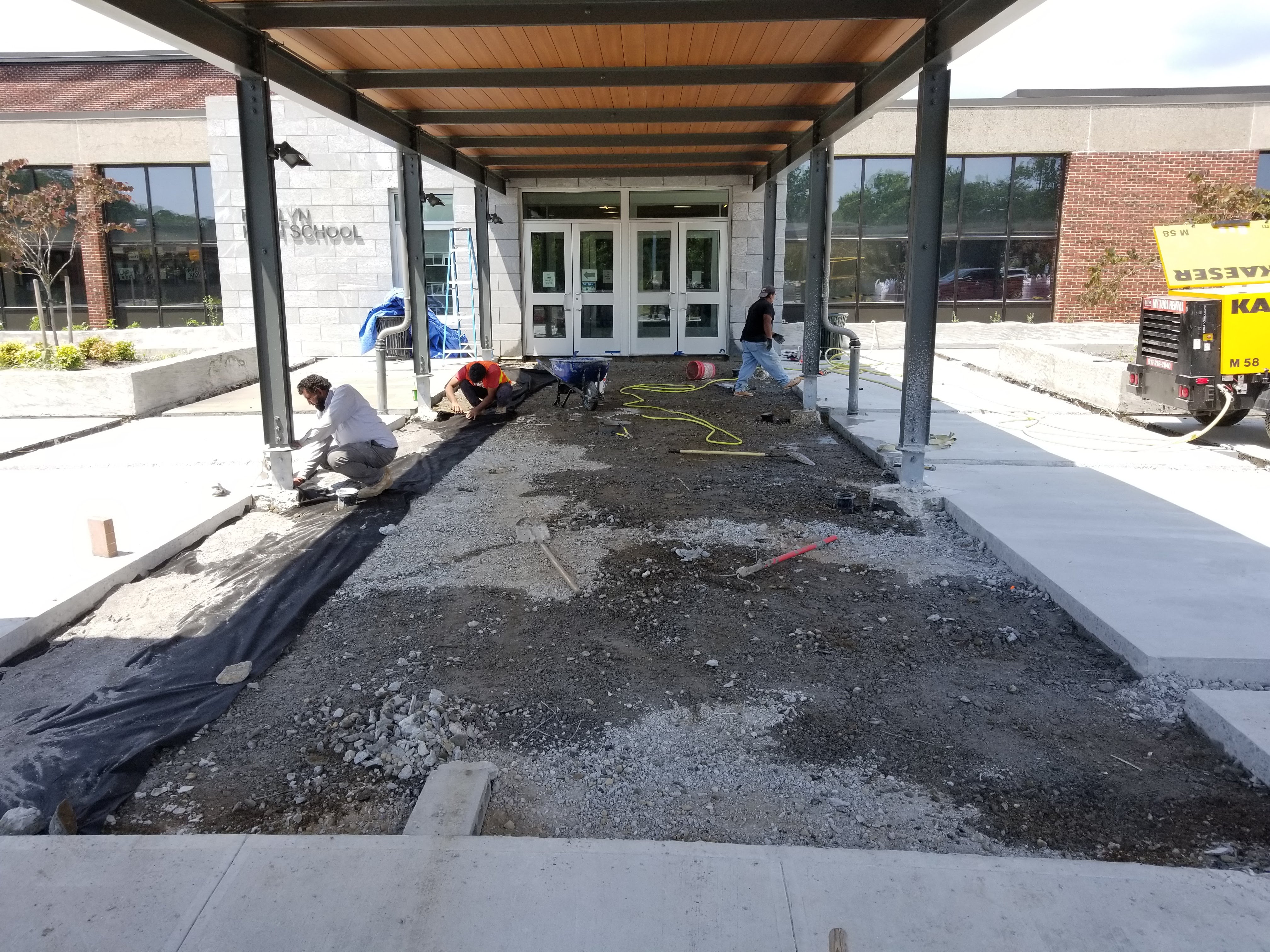 Masonry work on public school building